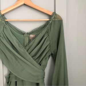 ASOS Mint Green Sheer Wrap Mini Dress